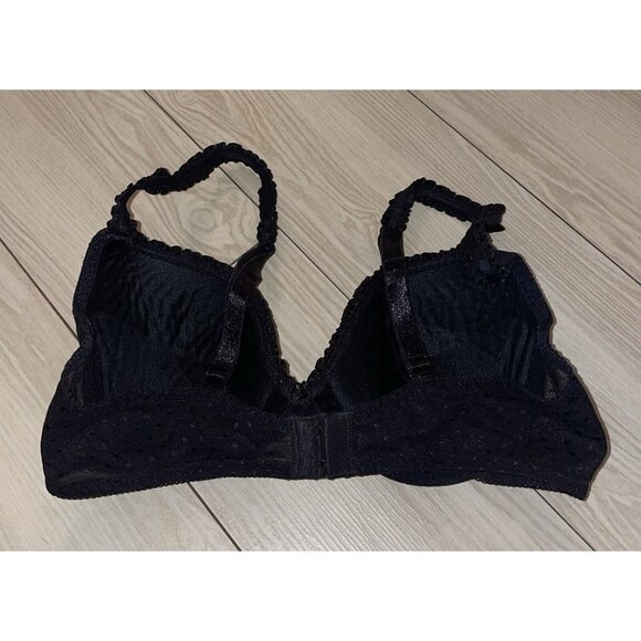 Playtex 4018 Thank Goodness It Fits Bra Lined UW Dots Mesh Womens 34C Black - Picture 4 of 6